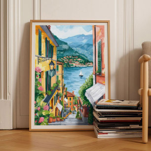 Lake Como Print Lake Como Poster Como Illustration