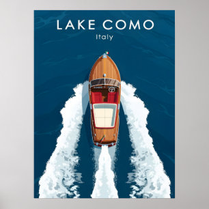 Lake Como Vintage Motorboat – Italian Travel  Poster
