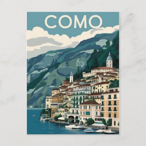 Lake Como Vintage Travel Postcard