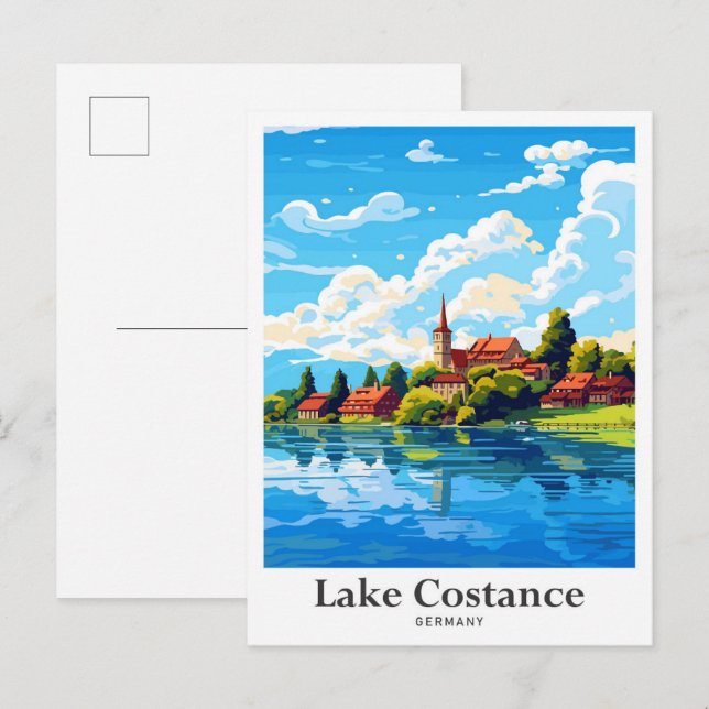 Lake Costance Germany Travel Potrait Illustration Postcard (Front/Back)