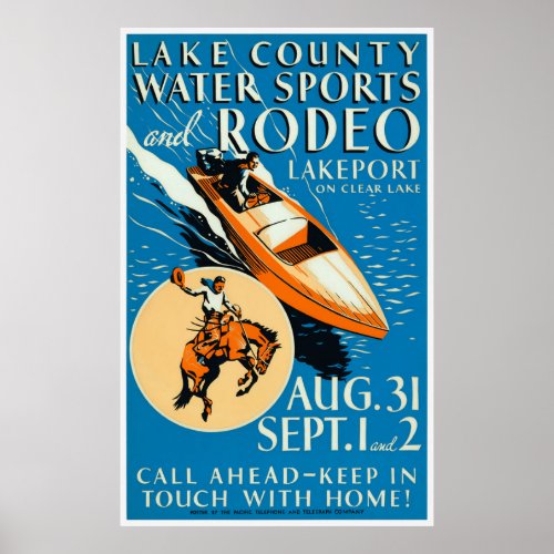 Lake County Rodeo Vintage Wall Art 1930s