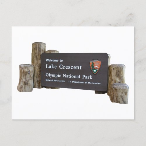 Lake Crescent Olympic National Park entry sign Postcard