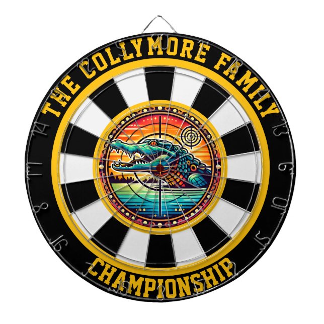 Lake Crocodile Bullseye Design Dart Board (Front)