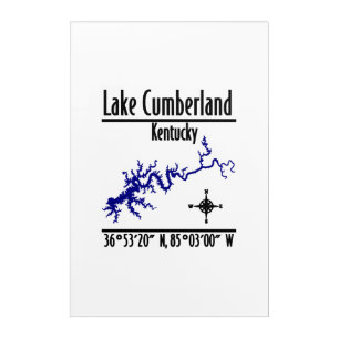 Lake Cumberland Kentucky Shoreline Map Coordinates Acrylic Print