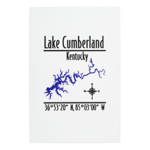 Lake Cumberland Kentucky Shoreline Map Coordinates Metal Print