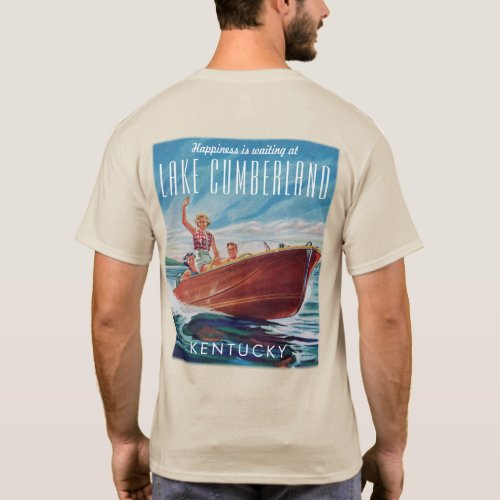Lake Cumberland Kentucky Vintage Boat Back Print T_Shirt