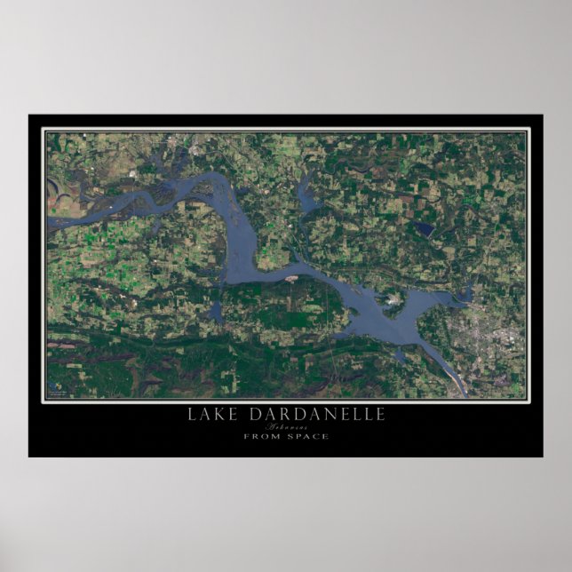 Lake Dardanelle Arkansas Satellite Poster Map (Front)