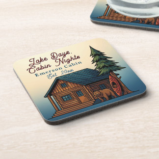 Lake Days, Cabin Nights Personlized Beverage Coaster