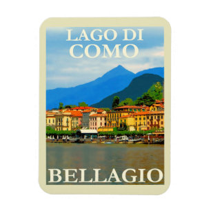 Lake di Como, Bellagio, Italy, Retro Travel Magnet