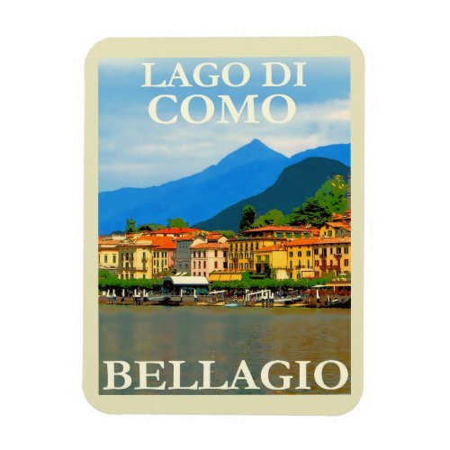 Lake di Como Bellagio Italy Retro Travel Magnet