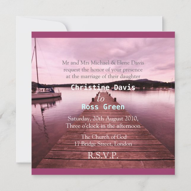 Lake Disctrict, personalized wedding invitation (Front)