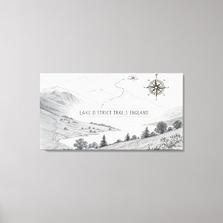 Lake District England Trails Ink Sketch Wall Art