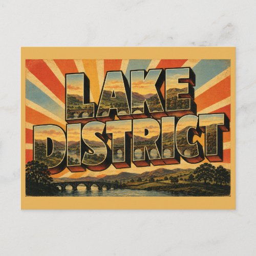 Lake District England Vintage Travel Art Postcard