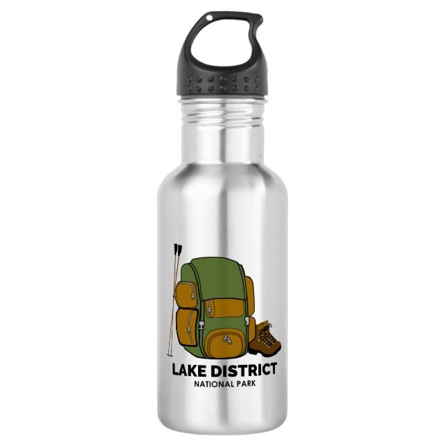 Lake District National Park Backpack Stainless Steel Water Bottle (Front)