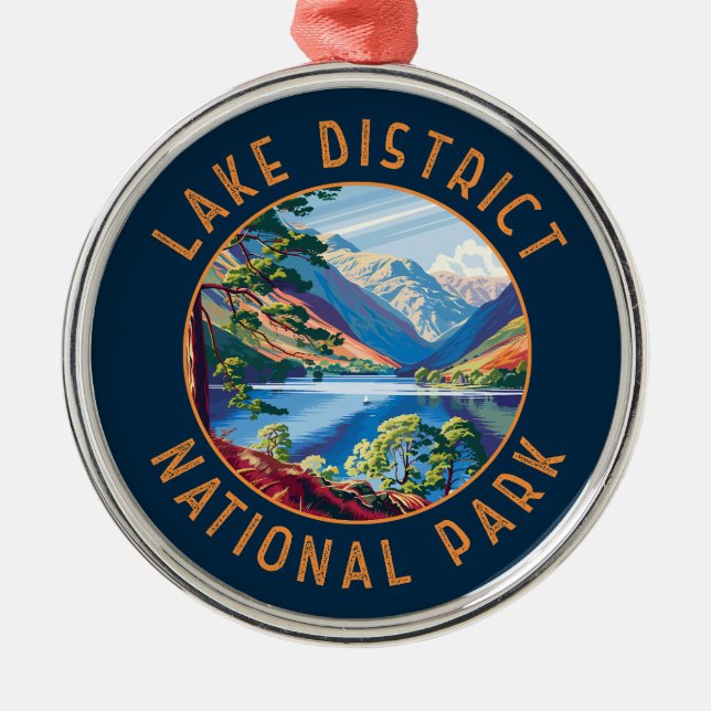 Lake District National Park England Distressed Metal Ornament (Front)