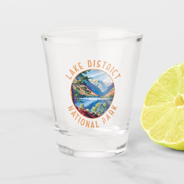 Lake District National Park England Distressed Shot Glass (Front)