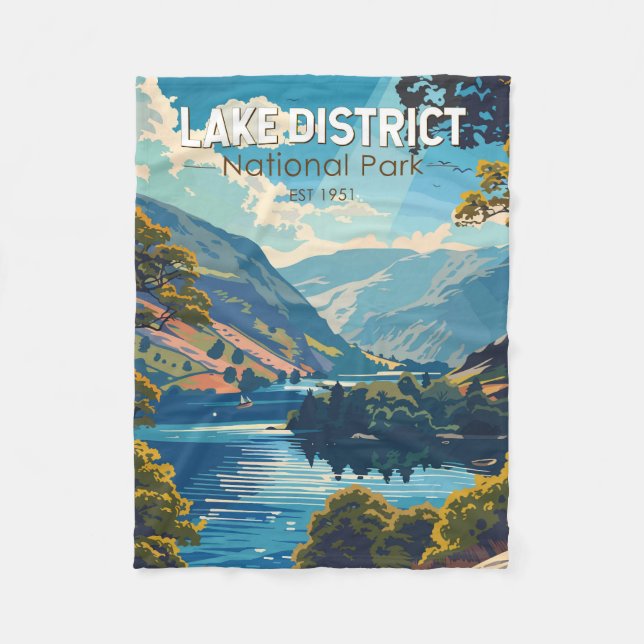 Lake District National Park England Travel Art Fleece Blanket (Front)