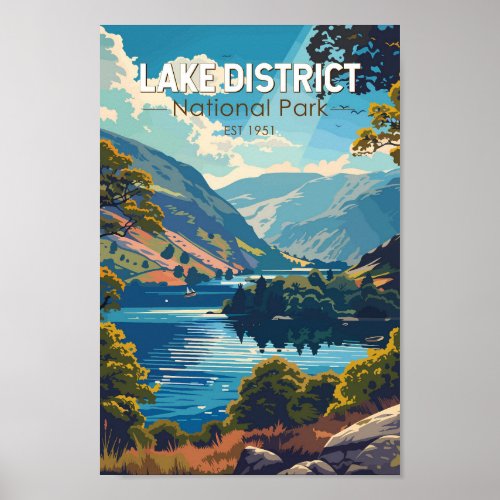 Lake District National Park England Travel Art Poster