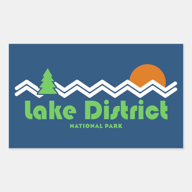 Lake District National Park Retro Rectangular Sticker (Front)