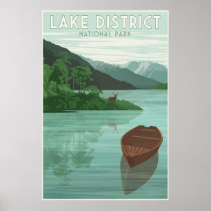 Lake District National Park Travel Poster Green