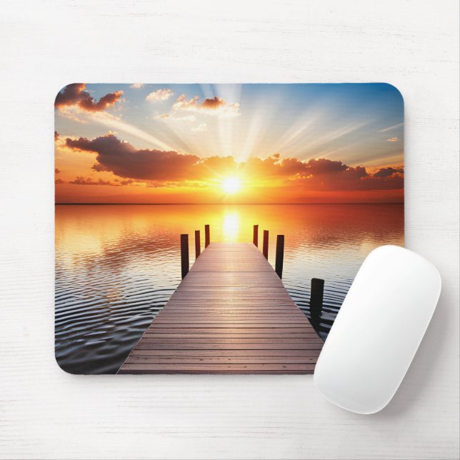 Lake Dock At Sunrise Mouse Pad (With Mouse)