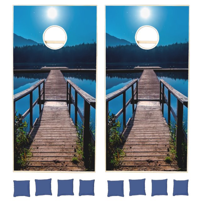 Lake Dock in the Mountains Cornhole Set (Set)