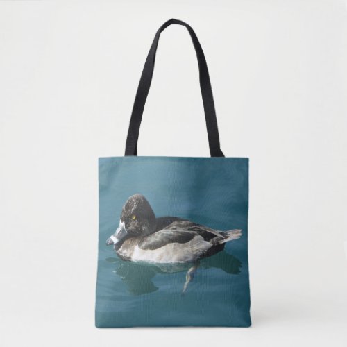 Lake Duck Photo Black White Feathers Water Bird Tote Bag
