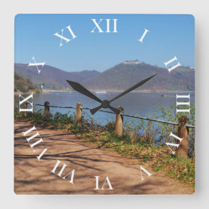 Lake Edersee with Waldeck Castle Square Wall Clock