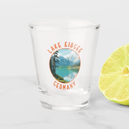 Lake Eibsee Germany Retro Distressed Circle Shot Glass