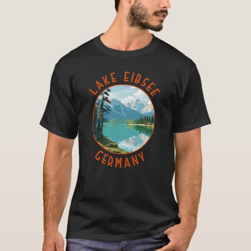 Lake Eibsee Germany Retro Distressed Circle T_Shirt