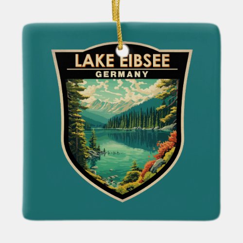Lake Eibsee Germany Travel Art Vintage Ceramic Ornament
