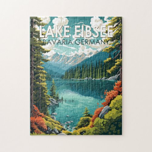 Lake Eibsee Germany Travel Art Vintage Jigsaw Puzzle