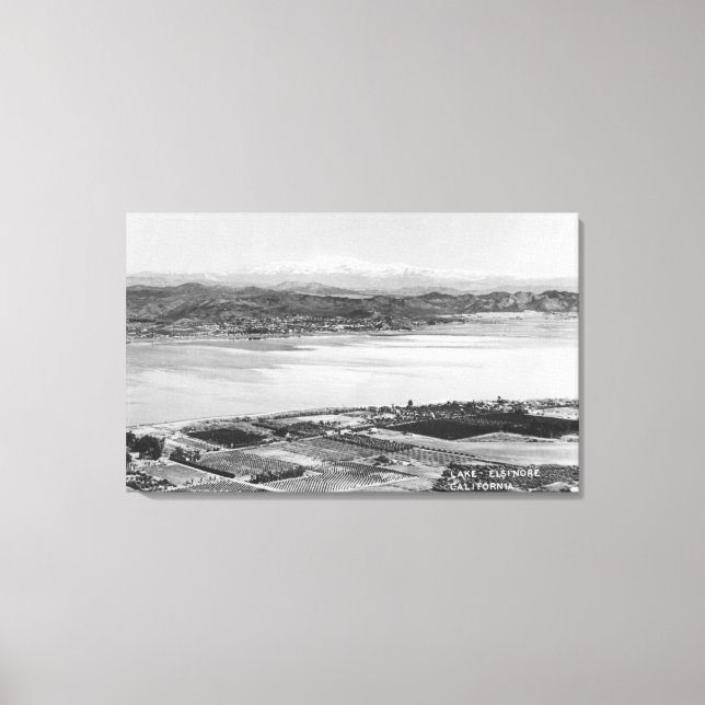 Lake Elsinore, CA Aerial Town and Lake View Canvas Print (Front)