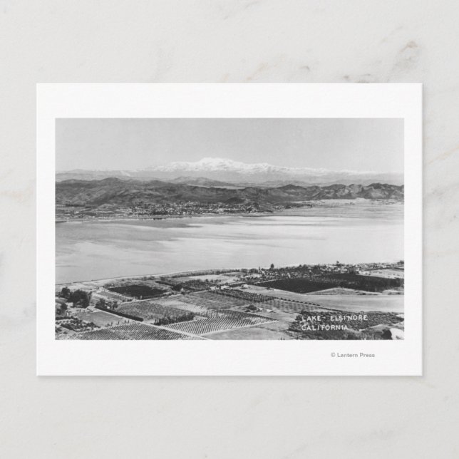 Lake Elsinore, CA Aerial Town and Lake View Postcard (Front)