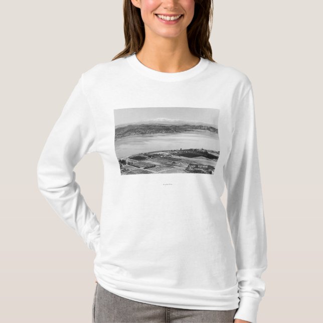 Lake Elsinore, CA Aerial Town and Lake View T-Shirt (Front)