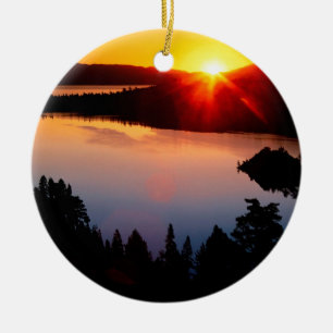 Lake Emerald Bay Tahoe Sunset Ceramic Ornament