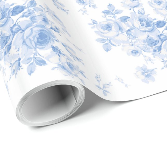 Lake Emily Summer Roses blueberry glossy wrap Wrapping Paper (Roll Corner)