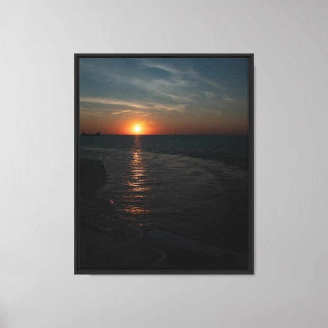 Lake Erie Beautiful Sunset Stretched Canvas Print (Front)
