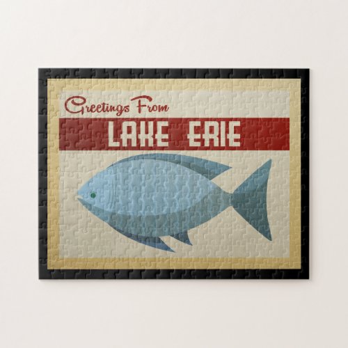 Lake Erie Blue Fish Vintage Travel Jigsaw Puzzle