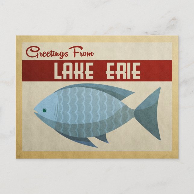 Lake Erie Blue Fish Vintage Travel Postcard (Front)