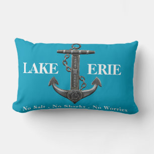 Lake Erie distressed nautical pirate anchor  Lumbar Pillow