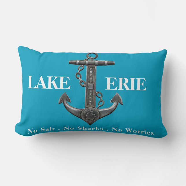 Lake Erie distressed nautical pirate anchor  Lumbar Pillow (Front)