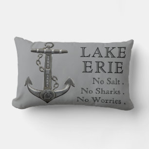 Lake Erie distressed nautical pirate anchor  Lumbar Pillow