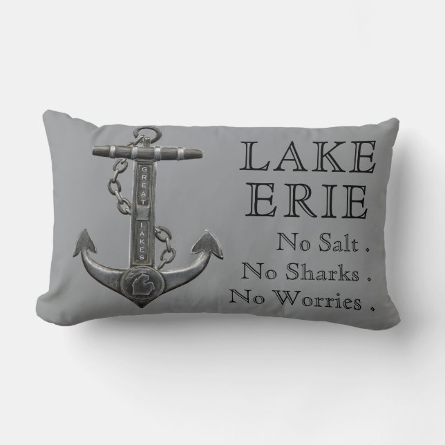 Lake Erie distressed nautical pirate anchor  Lumbar Pillow (Front)