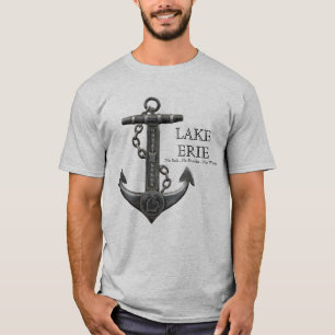 Lake ERIE distressed nautical pirate anchor T-Shirt
