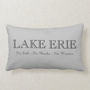 Lake Erie, Great Lake humor, no sharks, no salt, Lumbar Pillow