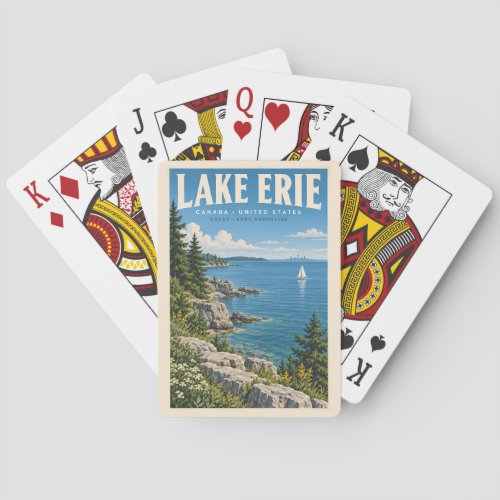 Lake Erie Illustration Travel Art Vintage Poker Cards