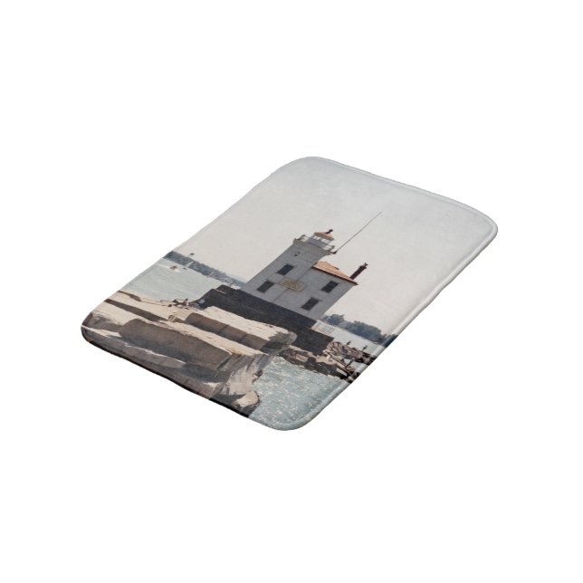 Lake Erie Lighthouse Bathroom Mat (Angled)