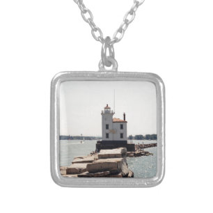 Lake Erie Lighthouse Silver Plated Necklace