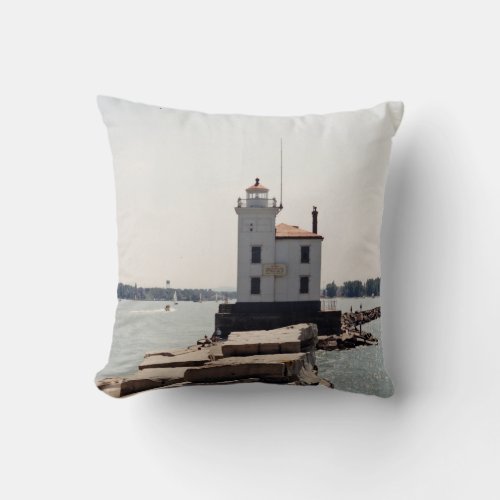 Lake Erie Lighthouse Throw Pillow